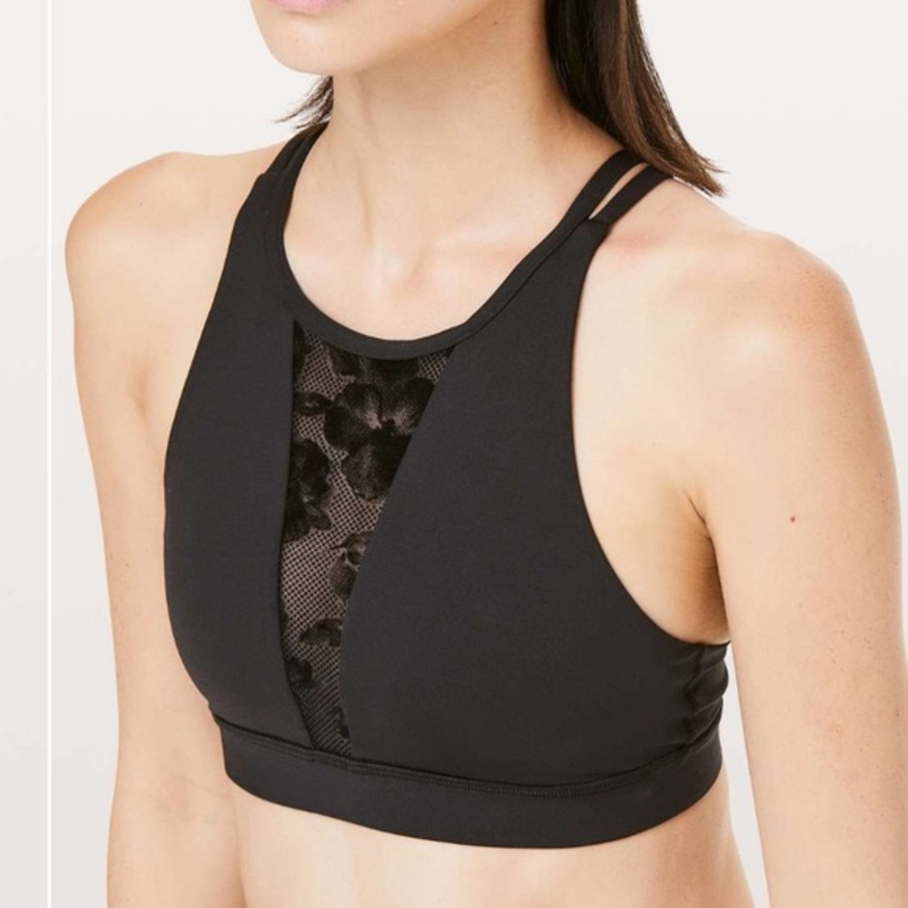 NWT Lululemon x Barry’s Black Floral Energy Bra - Size 8